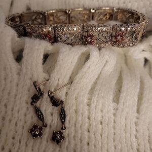 Elegant Silver and Red Jewelry Set